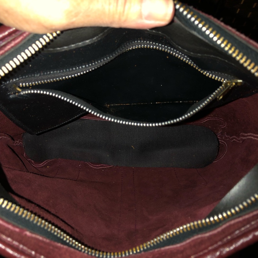Vintage Burgundy, suede-leather Crossbody purse. - Picture 12 of 16